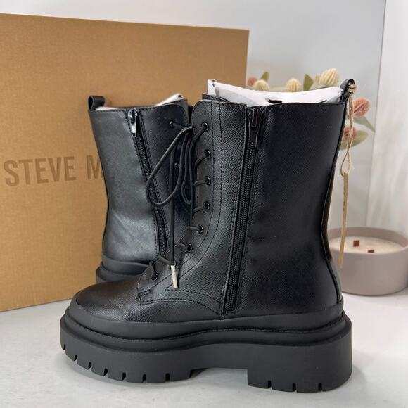 Steve Madden Mansel Platform Lace Up Combat Boots Lug Sole Black Women's 7M - Picture 4 of 12